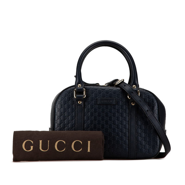 グッチ マイクロ グッチシマ ハンドバッグ ショルダーバッグ 2WAY 510289 ネイビー レザー レディース GUCCI 【中古】