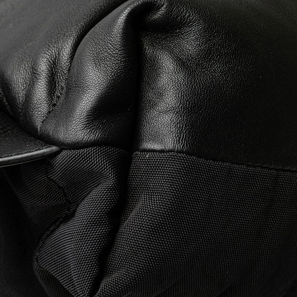 ロエベ ヤゴ パフィー リュック バックパック ブラック ブラウン ナイロン ナパレザー レディース LOEWE 【中古】