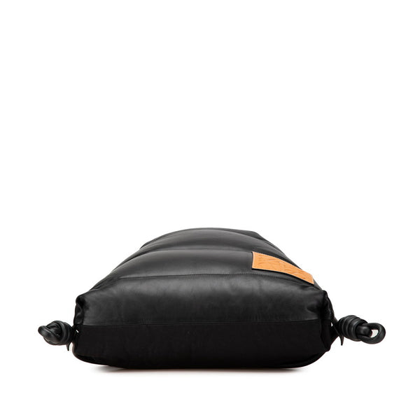 ロエベ ヤゴ パフィー リュック バックパック ブラック ブラウン ナイロン ナパレザー レディース LOEWE 【中古】