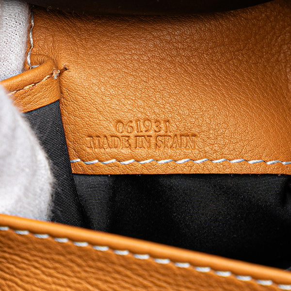 ロエベ ヤゴ パフィー リュック バックパック ブラック ブラウン ナイロン ナパレザー レディース LOEWE 【中古】