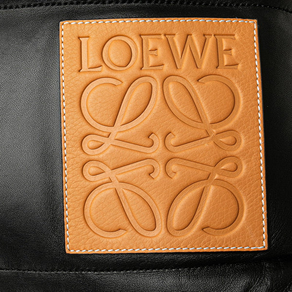 ロエベ ヤゴ パフィー リュック バックパック ブラック ブラウン ナイロン ナパレザー レディース LOEWE 【中古】