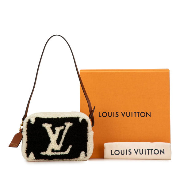 ルイ ヴィトン モノグラム テディ ビーチ ポーチ ポーチ M68599 クリーム ベージュ ブラウン ボア レザー レディース LOUIS VUITTON 【中古】