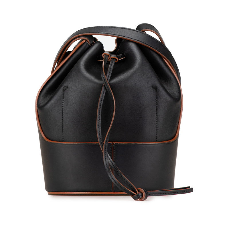 ロエベ アナグラム バルーン ショルダーバッグ ブラック ピンク レザー レディース LOEWE 【中古】