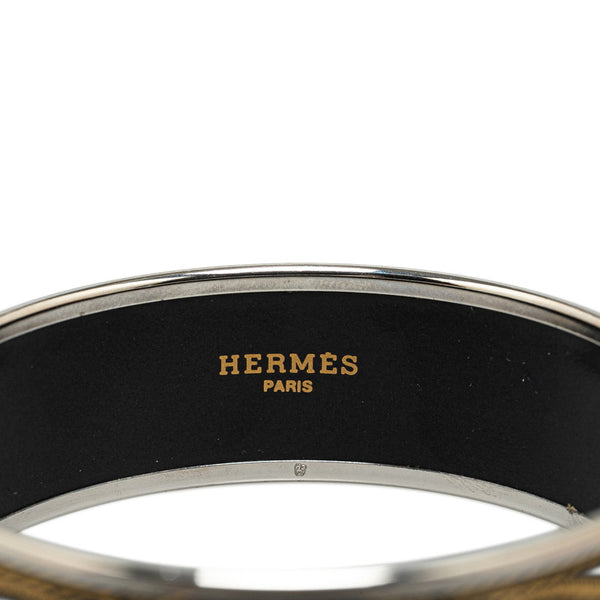 エルメス エマイユバングルGM 白馬 七宝焼 バングル シルバー ブラック ゴールド メタル レディース HERMES 【中古】