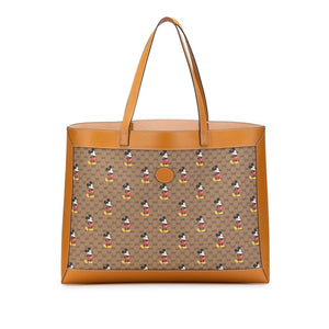グッチ ×ディズニー GGスプリーム ミディアム ハンドバッグ トートバッグ 547947 ベージュ PVC レザー レディース GUCCI 【中古】