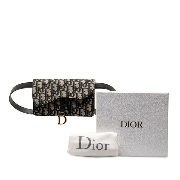 ディオール トロッター サドル ベルトポーチ ベルトバッグ S5619CTZQ ネイビー キャンバス レザー レディース Dior 【中古】