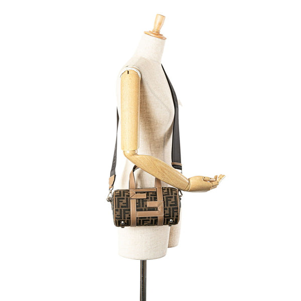 フェンディ ズッカ ハンドバッグ ショルダーバッグ 2WAY 7VA570 ブラウン キャンバス レザー レディース FENDI 【中古】
