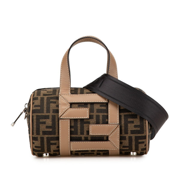 フェンディ ズッカ ハンドバッグ ショルダーバッグ 2WAY 7VA570 ブラウン キャンバス レザー レディース FENDI 【中古】