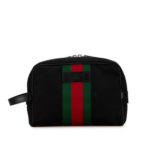 グッチ シェリーライン クラッチバッグ セカンドバッグ 630916 ブラック キャンバス レザー レディース GUCCI 【中古】