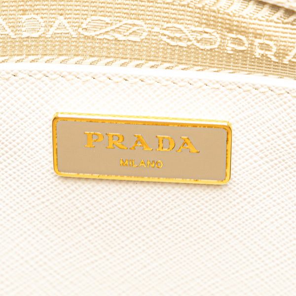 プラダ 三角ロゴプレート ハンドバッグ ショルダーバッグ 2WAY ホワイト ベージュ レザー レディース PRADA 【中古】