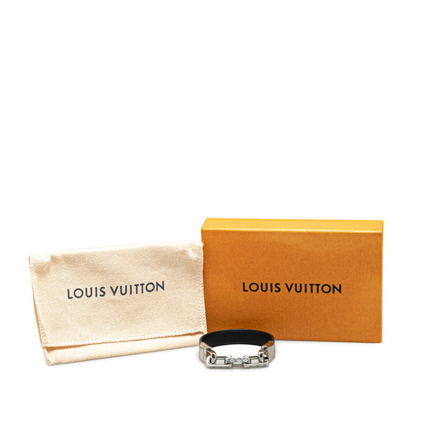 ルイ ヴィトン モノグラム LV リンクス ブレスレット M8340E ブラック シルバー PVC メタル メンズ LOUIS VUITTON 【中古】