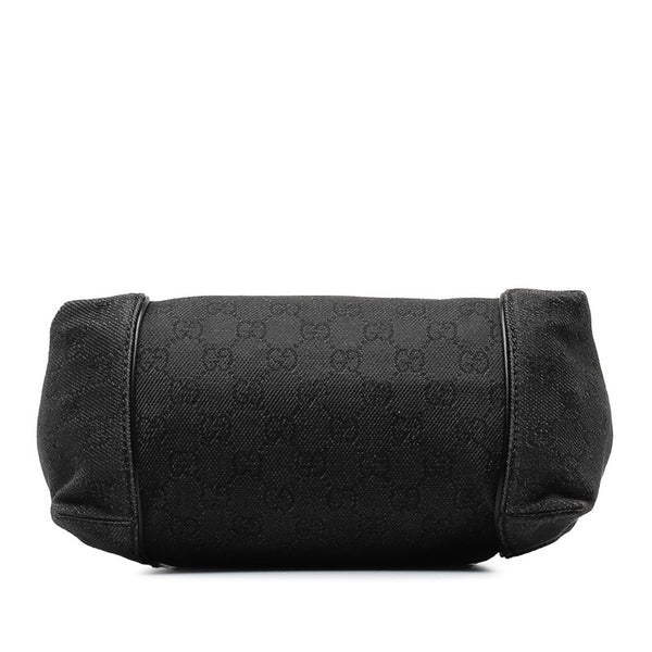 グッチ GGキャンバス ハンドバッグ 101333 ブラック グレー キャンバス レザー レディース GUCCI 【中古】