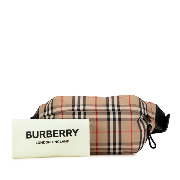 バーバリー ノバチェック ボディバッグ ウエストバッグ ベージュ キャンバス レザー レディース BURBERRY 【中古】