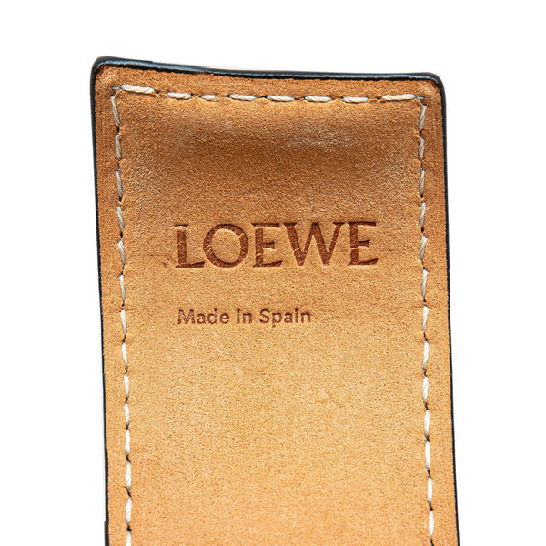 ロエベ アナグラム スラップ ブレスレット スモール バングル ブラック レザー レディース LOEWE 【中古】