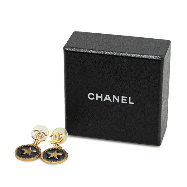 シャネル ココマーク スターモチーフ ピアス ゴールド ブラック メッキ プラスチック レディース CHANEL 【中古】