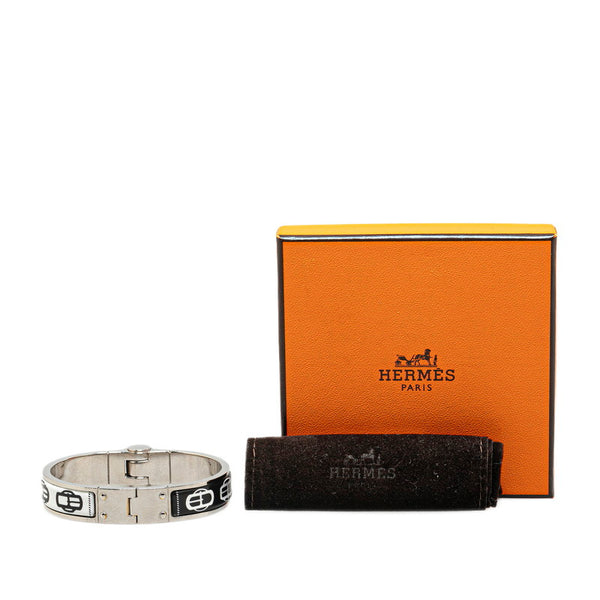 エルメス シャルニエール バングル シルバー ブラック ホワイト メタル レディース HERMES 【中古】