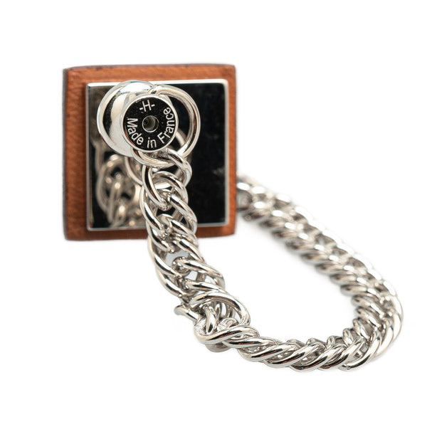 エルメス グルメット エケストル ピアス シルバー ブラウン メタル レディース HERMES 【中古】