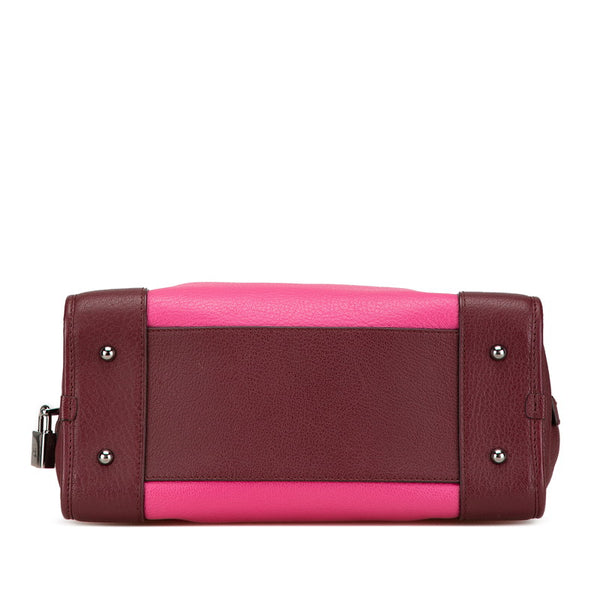 ロエベ アナグラムロゴ アマソナ28 ハンドバッグ ピンク ワインレッド レザー レディース LOEWE 【中古】