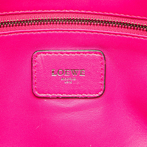 ロエベ アナグラムロゴ アマソナ28 ハンドバッグ ピンク ワインレッド レザー レディース LOEWE 【中古】