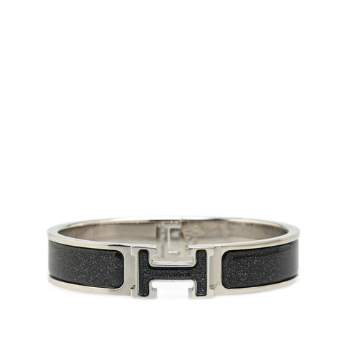 エルメス クリックH PM グリッター バングル シルバー ノワールアルジャンテ ブラック メタル レディース HERMES 【中古】
