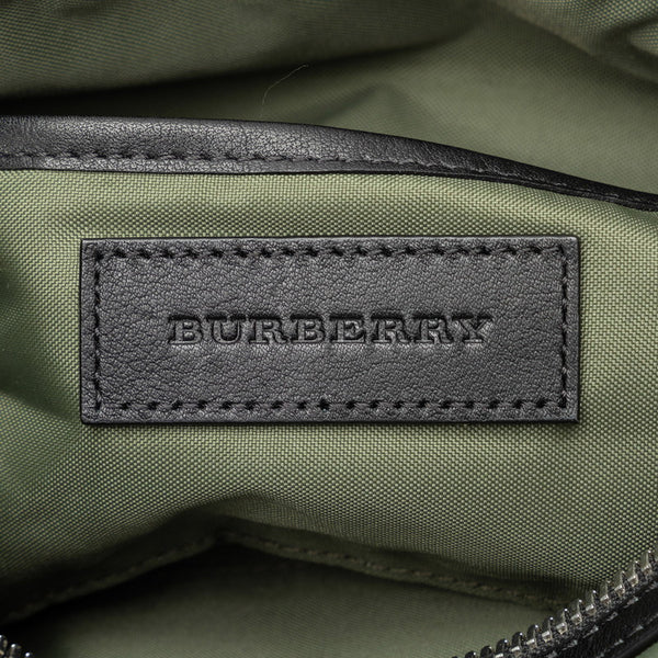 バーバリー ノバチェック セカンドバッグ ポーチ グリーン ブラウン ナイロン レザー レディース BURBERRY 【中古】