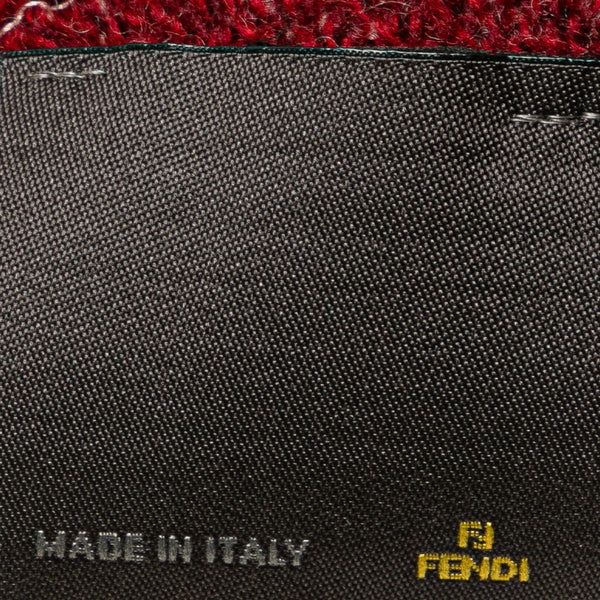 フェンディ ズッカ マフラー ワインレッド ホワイト ウール レディース FENDI 【中古】