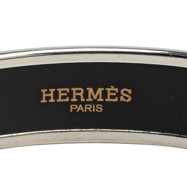 エルメス エマイユPM カレーシュ バングル ブラック シルバー メタル レディース HERMES 【中古】