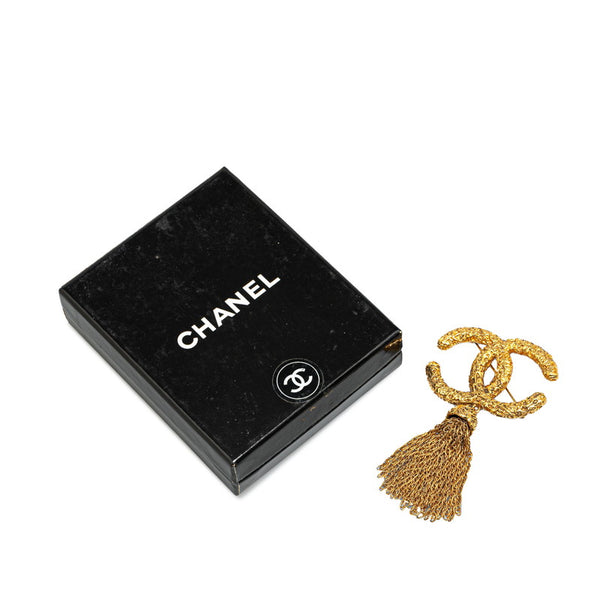 シャネル ヴィンテージ ココマーク 溶岩 タッセル ブローチ ゴールド メッキ レディース CHANEL 【中古】