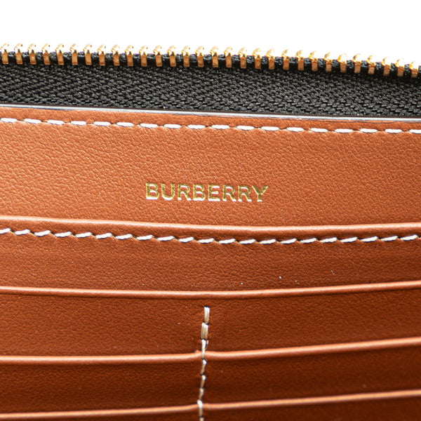 バーバリー ホースフェリープリント 長財布 8039493 グレー ブラック キャンバス レザー レディース BURBERRY 【中古】