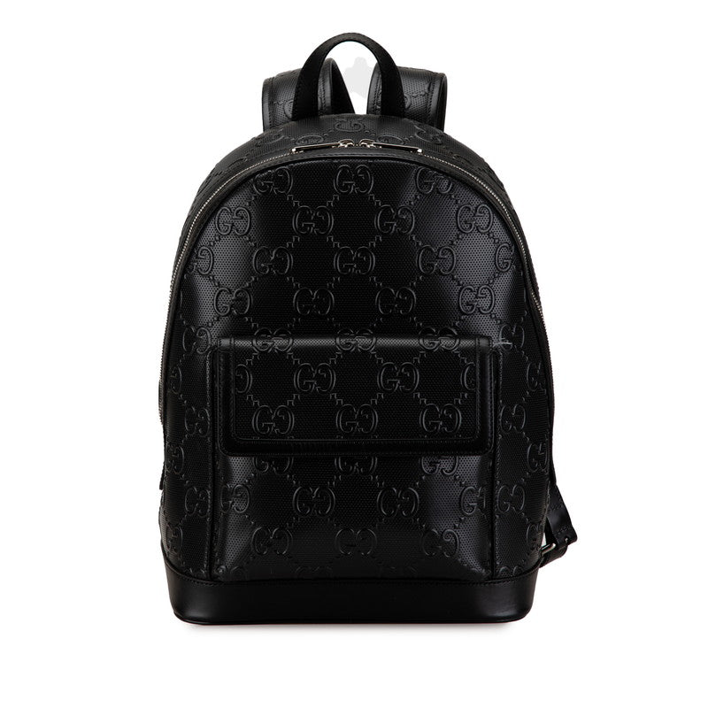 グッチ GGエンボス リュック バックパック 658579 ブラック レザー レディース GUCCI 【中古】