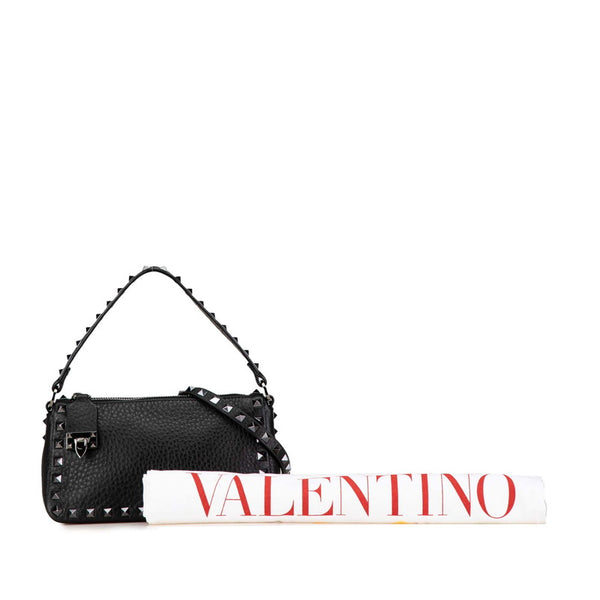 ヴァレンティノ ロックスタッズ ハンドバッグ ショルダーバッグ 2WAY ブラック レザー レディース VALENTINO 【中古】