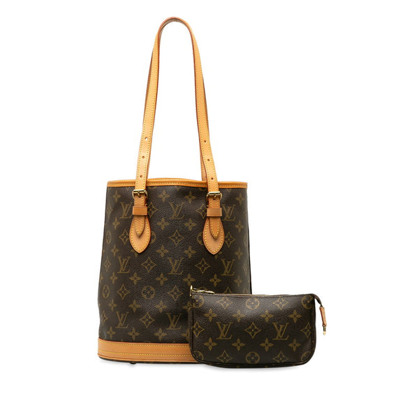 ルイ ヴィトン モノグラム プチ バケットPM トートバッグ ショルダーバッグ M42238 ブラウン PVC レザー レディース LOUIS VUITTON 【中古】