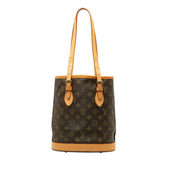 ルイ ヴィトン モノグラム プチ バケットPM トートバッグ ショルダーバッグ M42238 ブラウン PVC レザー レディース LOUIS VUITTON 【中古】