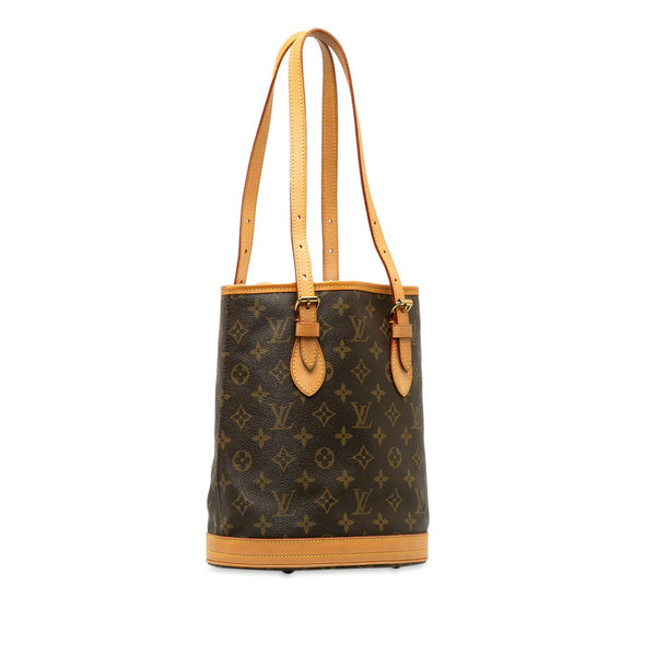 ルイ ヴィトン モノグラム プチ バケットPM トートバッグ ショルダーバッグ M42238 ブラウン PVC レザー レディース LOUIS VUITTON 【中古】