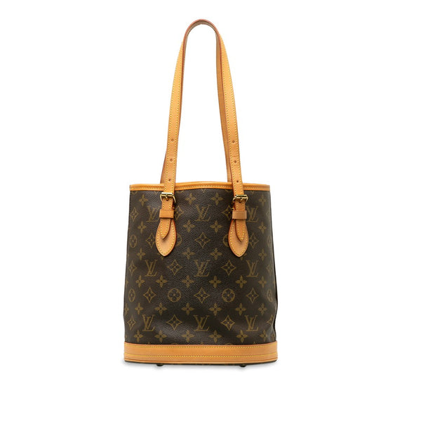 ルイ ヴィトン モノグラム プチ バケットPM トートバッグ ショルダーバッグ M42238 ブラウン PVC レザー レディース LOUIS VUITTON 【中古】