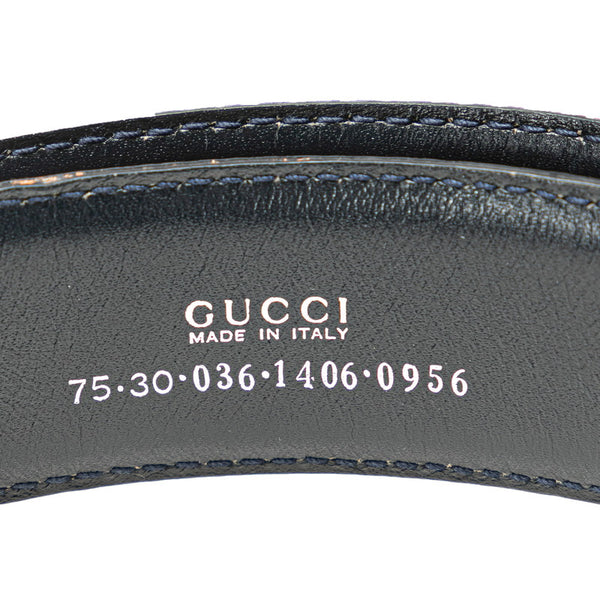 グッチ Gバックル ベルト 75/30 036 1406 ブラウン シルバー レザー レディース GUCCI 【中古】