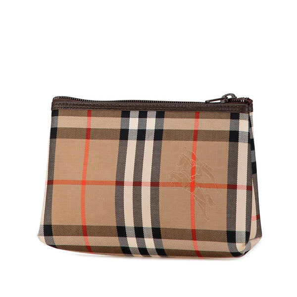 バーバリー ノバチェック ポーチ ベージュ ブラウン キャンバス レディース BURBERRY 【中古】