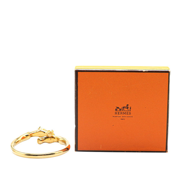 エルメス シュバルホース ダブルヘッド バングル ゴールド メッキ レディース HERMES 【中古】