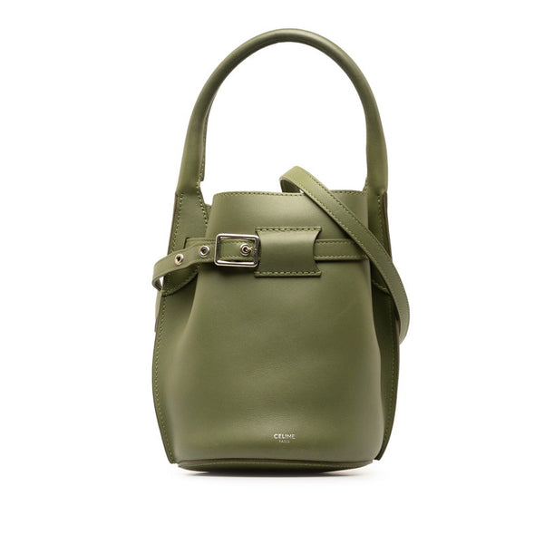 セリーヌ ビッグバッグ ナノ バケット ハンドバッグ ショルダーバッグ 2WAY 187243 カーキ グリーン レザー レディース CELINE 【中古】