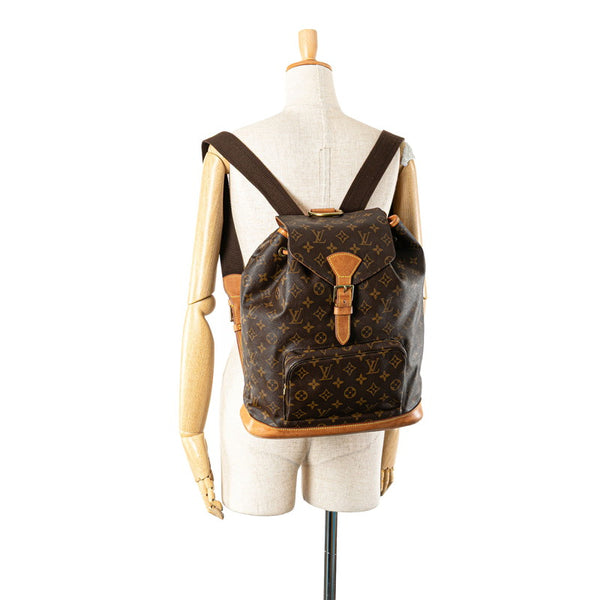 ルイ ヴィトン モノグラム モンスリGM リュック バックパック M51135 ブラウン PVC レザー レディース LOUIS VUITTON 【中古】