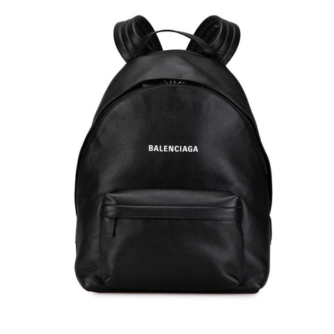 バレンシアガ エブリディ ロゴ リュック バックパック 552374 ブラック レザー レディース BALENCIAGA 【中古】