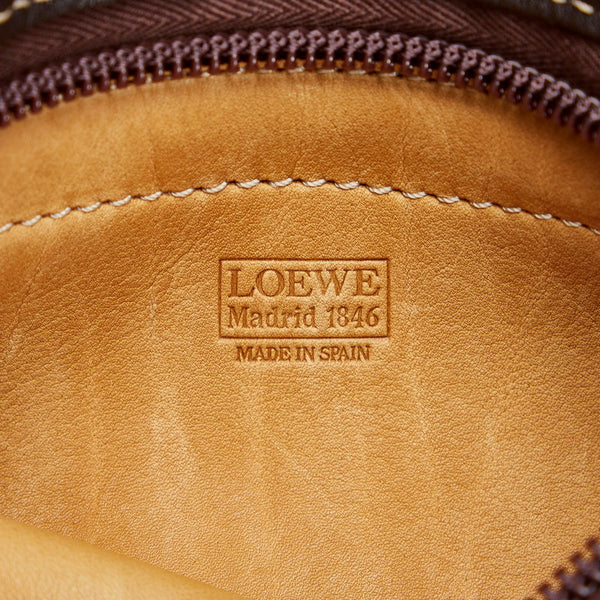 ロエベ アナグラム 斜め掛け ショルダーバッグ  ベージュ ブラウン スウェード レザー レディース LOEWE 【中古】