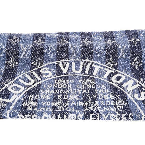 ルイ ヴィトン ロゴ タオル バスタオル ブルー コットン レディース LOUIS VUITTON 【中古】