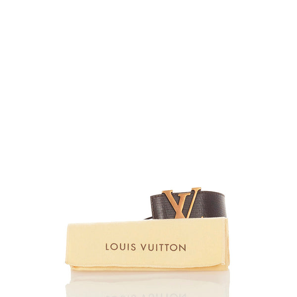 ルイ ヴィトン ユタ サンチュール・イニシアル40MM ブラウン レザー ベルト メンズ LOUIS VUITTON 【中古】