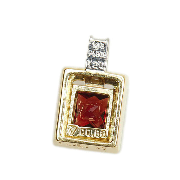 金ベースコンビ ガーネット1.20ct ダイヤ0.08ct ペンダントトップ レディース 【中古】