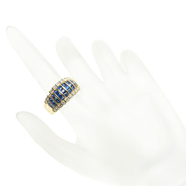 K18YG イエローゴールド サファイア2.38ct ダイヤ0.60ct リング 指輪 レディース 18号 【中古】