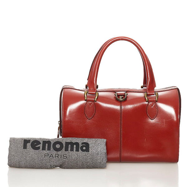 レノマ ミニボストンバッグ レッド レザー レディース renoma 【中古】