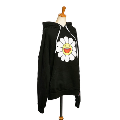 Jバルヴィン × 村上隆 Flower Hoodie パーカー フーディー スウェット ブラック コットン メンズ 【中古】