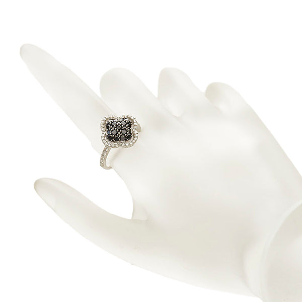 K18WG ホワイトゴールド ブラックダイヤ0.70ct ダイヤ0.44ct リング 指輪 レディース 11.5号 【中古】