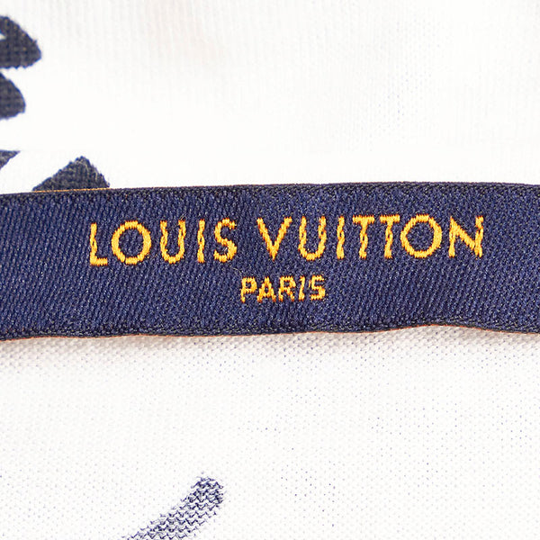 ルイ ヴィトン ロゴ柄 Vネック 半袖Ｔシャツ ホワイト グリーン コットン メンズ LOUIS VUITTON 【中古】